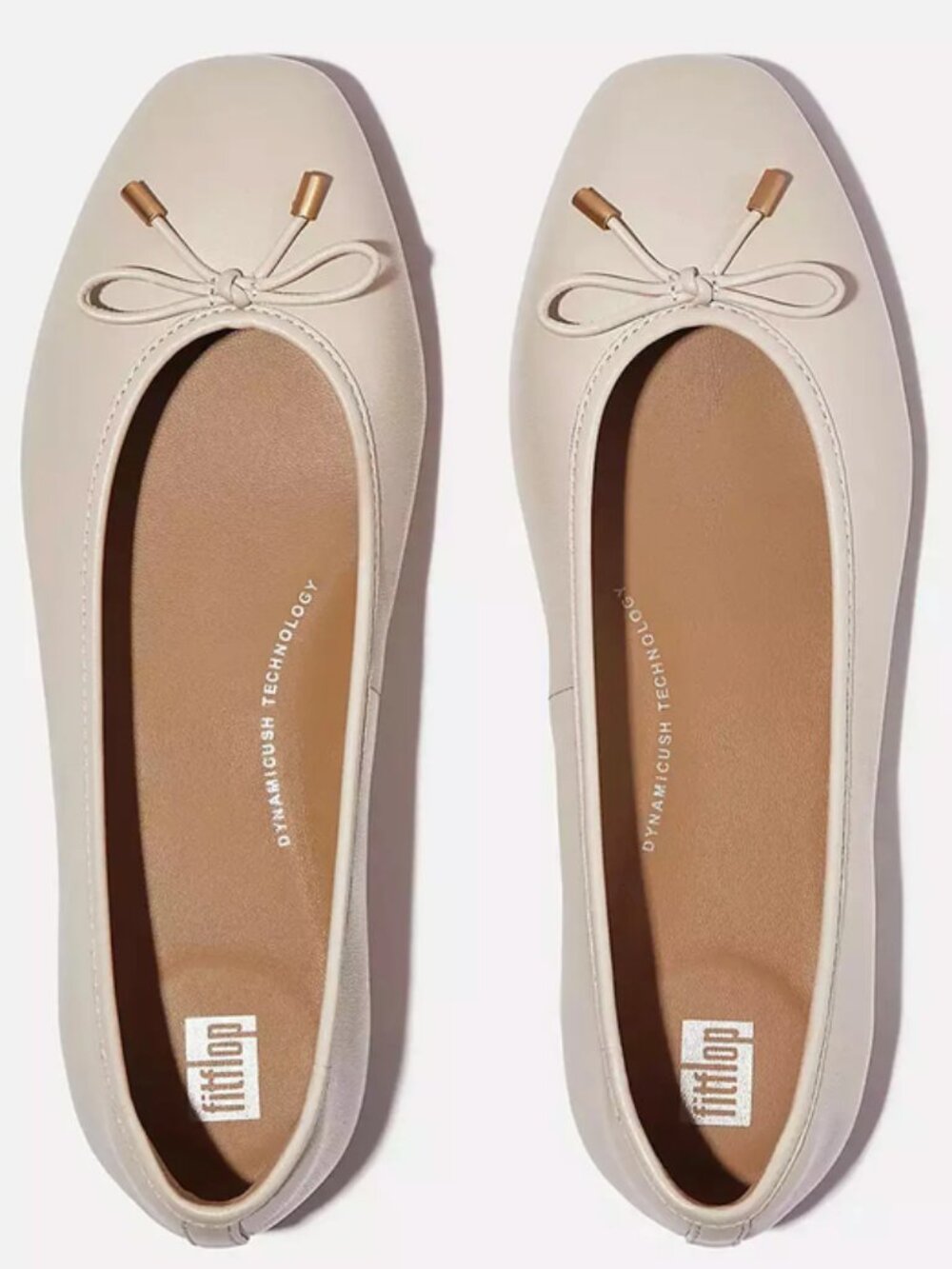 FitFlop DELICATO Bow Soft Leather Paris Beige Ballerina Flats(Brand New, In Box)